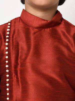 Boys maroon & White Embroidered Kurta with Patiala 2