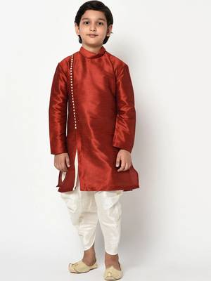 Boys maroon & White Embroidered Kurta with Patiala 1
