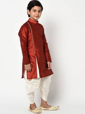 Boys maroon & White Embroidered Kurta with Patiala 3