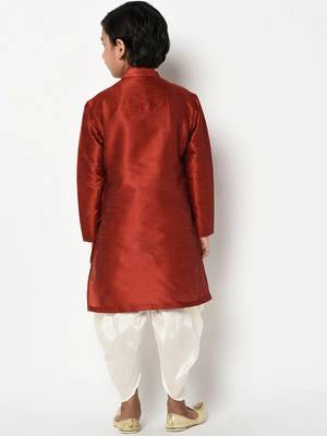Boys maroon & White Embroidered Kurta with Patiala 4