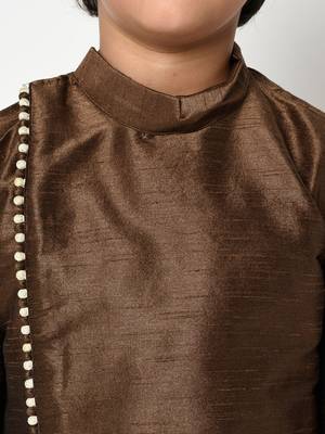 Boys Brown & Cream-Coloured Solid Kurta with patiala Pants 2