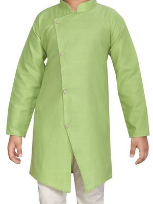 Boys Green Regular Straight Pure Cotton Kurta with Pyjamas 2