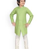 Boys Green Regular Straight Pure Cotton Kurta with Pyjamas