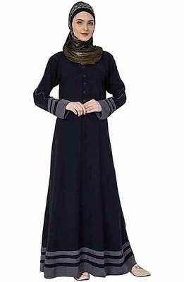 Ayeza Naqab Letest Design Stylish Frot Button  Abaya Color Blue Grey 1