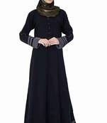 Ayeza Naqab Letest Design Stylish Frot Button  Abaya Color Blue Grey