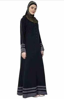 Ayeza Naqab Letest Design Stylish Frot Button  Abaya Color Blue Grey 4