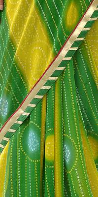 Green printed pure georgette saree with blouse 3