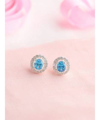 Ovate Blue Studs in 925 silver 2