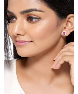 Ruby Ovate Studs in 925 silver 1