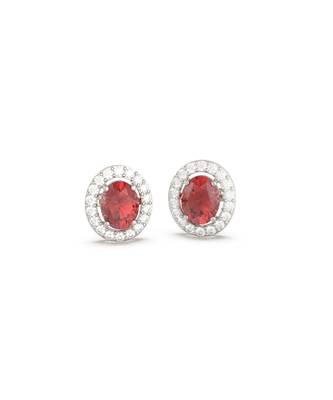 Ruby Ovate Studs in 925 silver 2