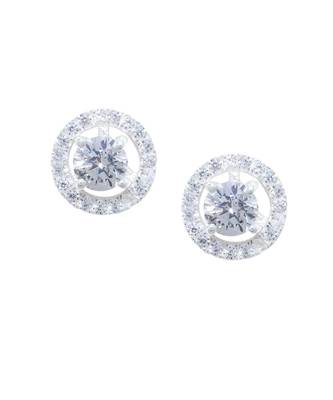 Halo solitaire twin studs in 925 silver 2