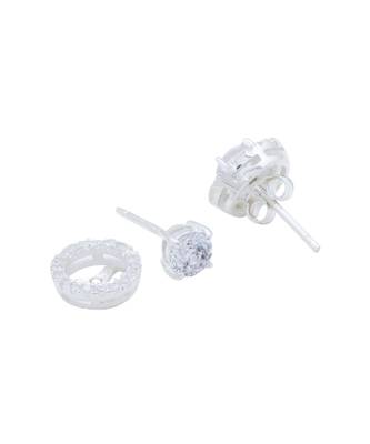 Halo solitaire twin studs in 925 silver 4