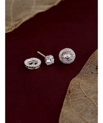 Halo solitaire twin studs in 925 silver 5
