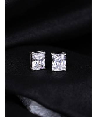 Bright oblong stud  in 925 silver 4