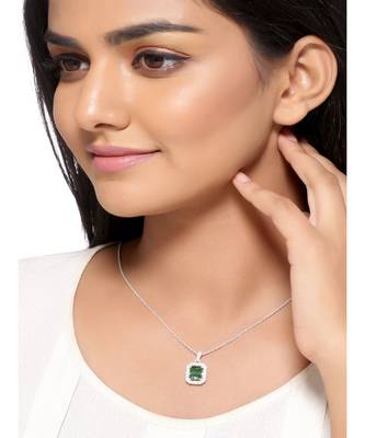 Emerald Green Pendant (With Chain) in 925 silver 1