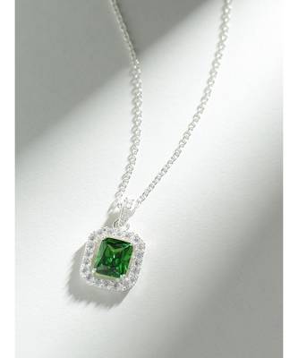 Emerald Green Pendant (With Chain) in 925 silver 3