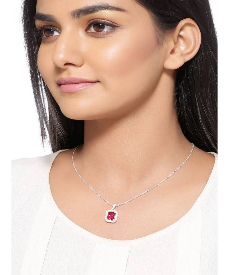 Timeless Ruby Pendant (With chain) in 925 silver
