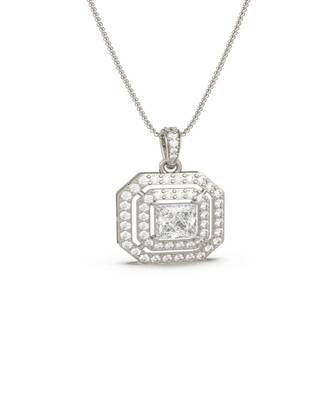 Double Halo Solitaire Pendant (With Chain) in 925 silver 5