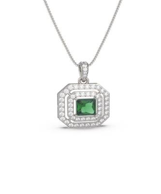 Emerald Isle Double Halo Pendant (With Chain) in 925 silver 3