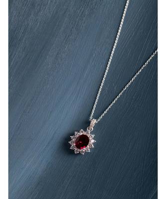 Ambrosia Emerald Oval Pendant (With Chain) in 925 silver 1