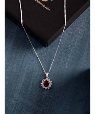 Ambrosia Emerald Oval Pendant (With Chain) in 925 silver 4