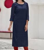 Blue Georgette Printed Stitched   Kurti