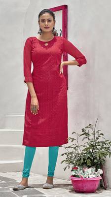 Red Georgette Printed Stitched   Kurti 1