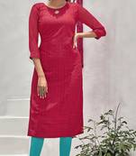 Red Georgette Printed Stitched   Kurti