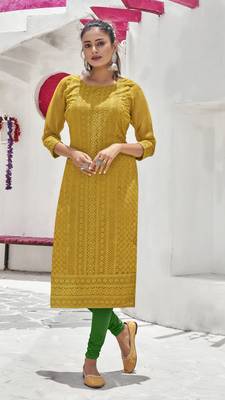 Yellow Georgette Printed Stitched   Kurti 1