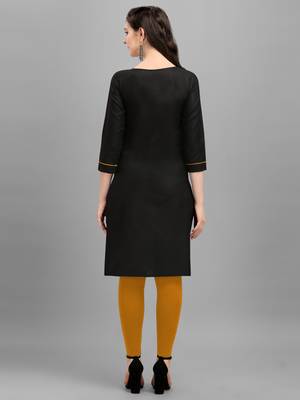black cotton Embroidered Stitched   Kurti 2