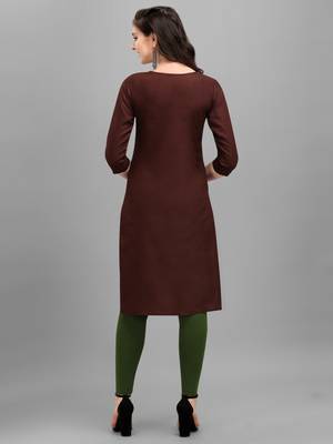 coffee cotton Embroidered Stitched   Kurti 2