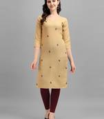 cream cotton Embroidered Stitched   Kurti