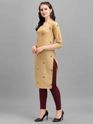 cream cotton Embroidered Stitched   Kurti 3