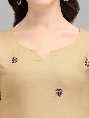 cream cotton Embroidered Stitched   Kurti 4