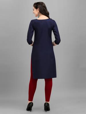 Blue cotton Embroidered Stitched   Kurti 2