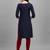 Blue cotton Embroidered Stitched   Kurti