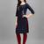 Blue cotton Embroidered Stitched   Kurti