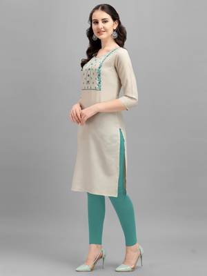 white cotton Embroidered Stitched   Kurti 3