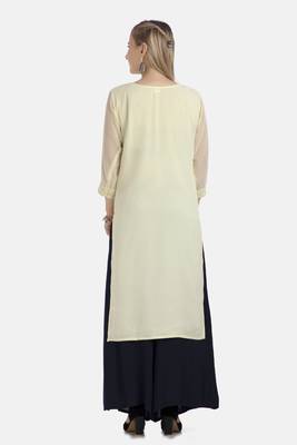 Yellow Georgette Embroidered Stitched   Kurti 2