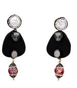 Orange beaded jewellery Brass Copper   pair of Earrings