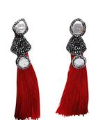 Red beaded jewellery Brass Copper   pair of Earrings