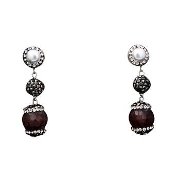 Brown beaded jewellery Brass Copper   pair of Earrings 1