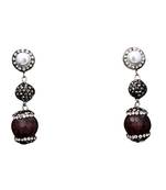 Brown beaded jewellery Brass Copper   pair of Earrings