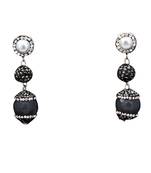 Grey beaded jewellery Brass Copper   pair of Earrings