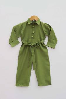 Green Linen Jumpsuit 