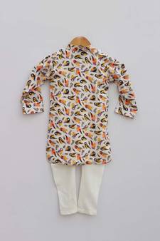 Bird Print Kurta with Churidar