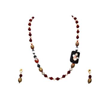 Brown beaded jewellery Brass Copper   Necklace &  Pair of Earrings 1