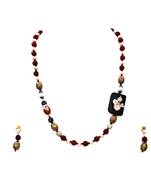 Brown beaded jewellery Brass Copper   Necklace &  Pair of Earrings