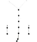 Black beaded jewellery Brass Copper   Necklace &  Pair of Earrings