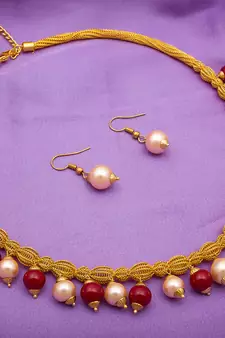 multicolor Traditinal Gold Plated Alloy Necklace